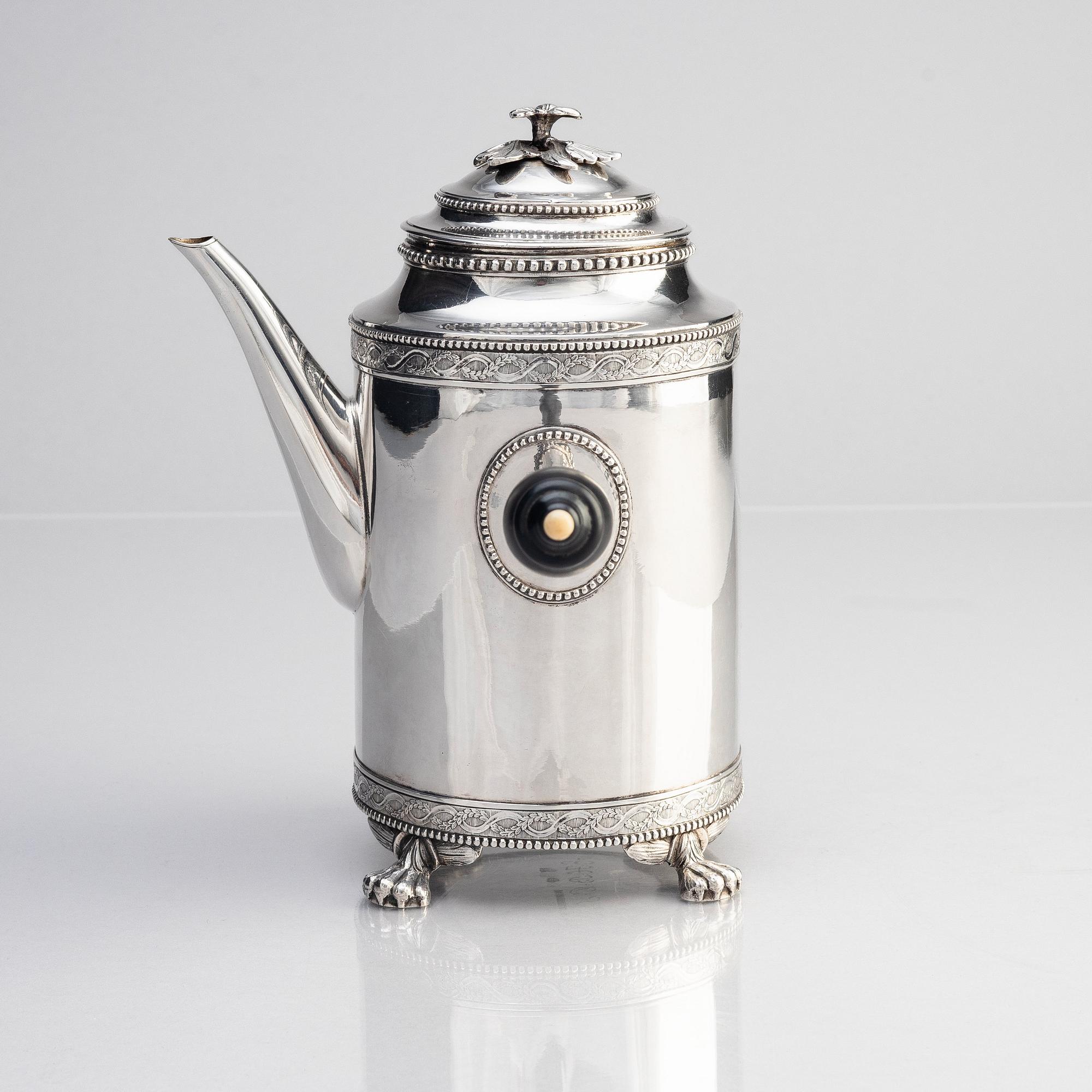 A Swedish 18th century silver coffee-pot, mark of Nils Tornberg, Linköping 1792.