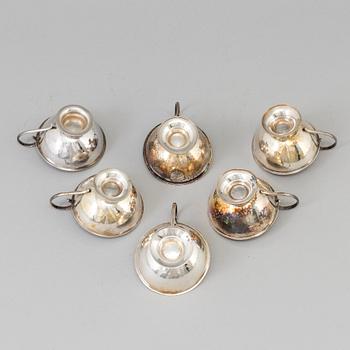 K&E CARLSON, PUNSCH BÄGARE, 6 st, Silver, Göteborg, 1945.