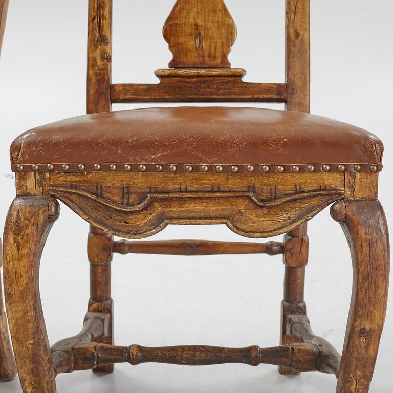 A set of six late baroque chairs, first part of the 18th century,
