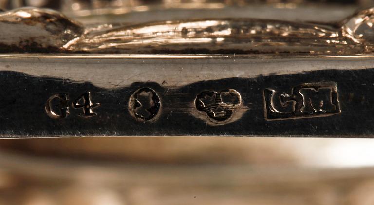SALTKAR, ett par, silver, senempire, Gustav Möllenborg, Stockholm 1837. Totalvikt ca 200 gram.