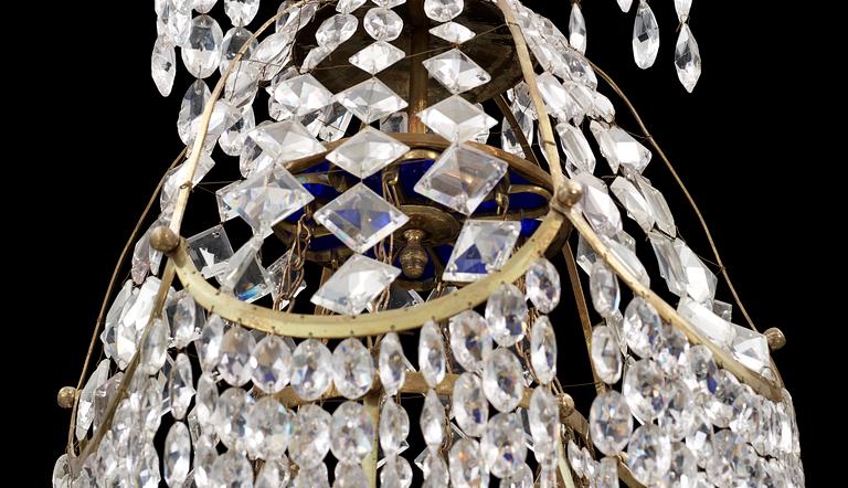 A late Gustavian circa 1800 six-light chandelier.