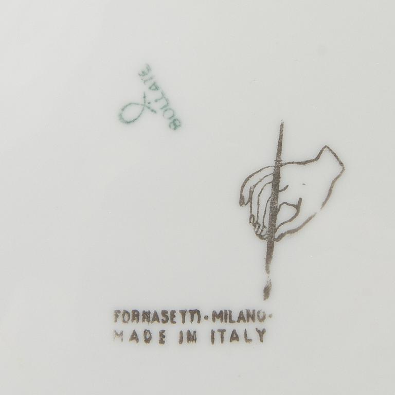 Piero Fornasetti, 10 dlr fat, salt och peppar, askfat samt brevpress Italien 1900-talets andra hälft porslin.