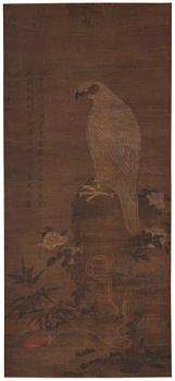 Rullmålning, färg och tusch på siden lagt på papper, efter Song Huizong, Qingdynastin.