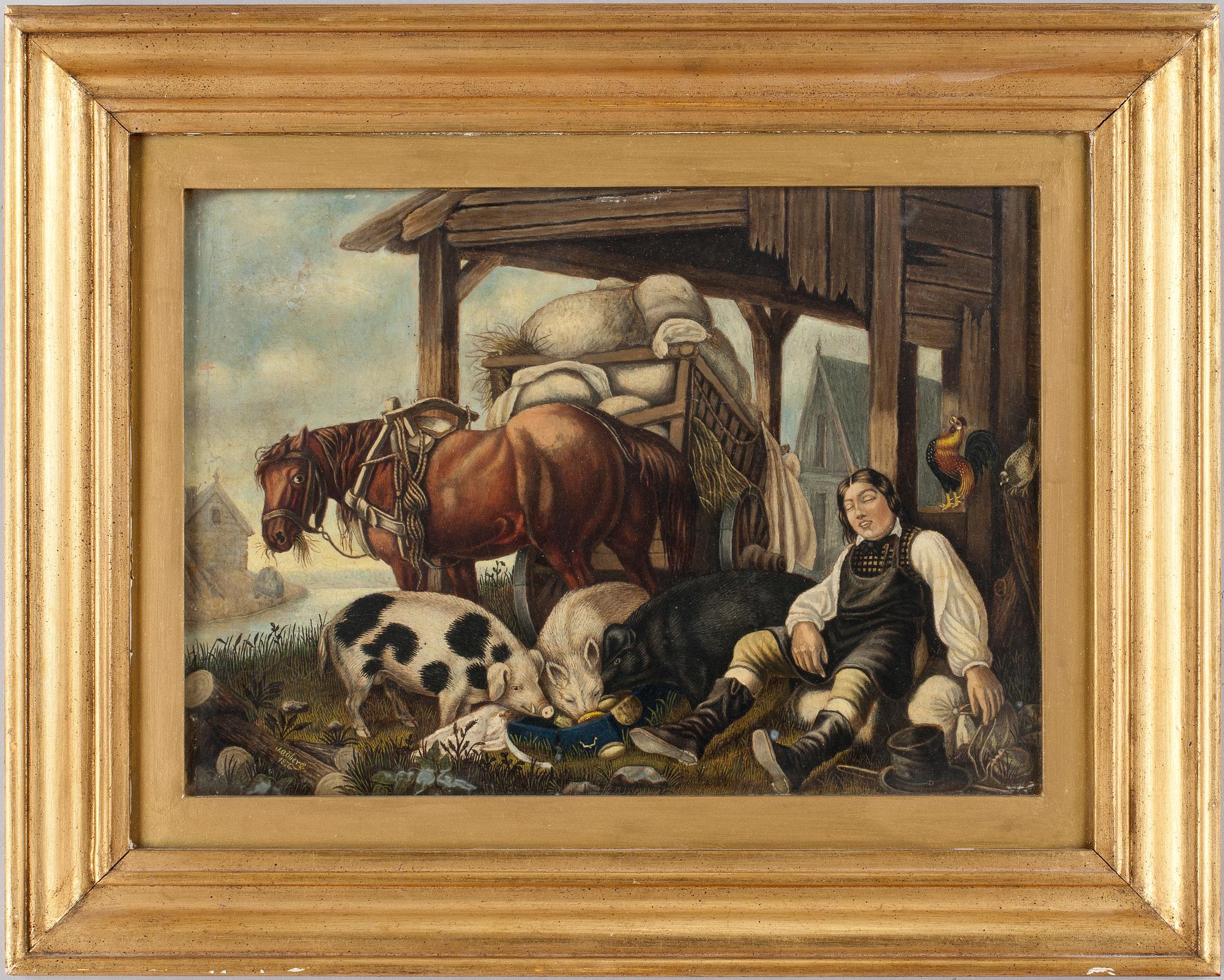 OKÄND KONSTNÄR, olja på duk. Bär sign J. O. Öberg och dat 1876.