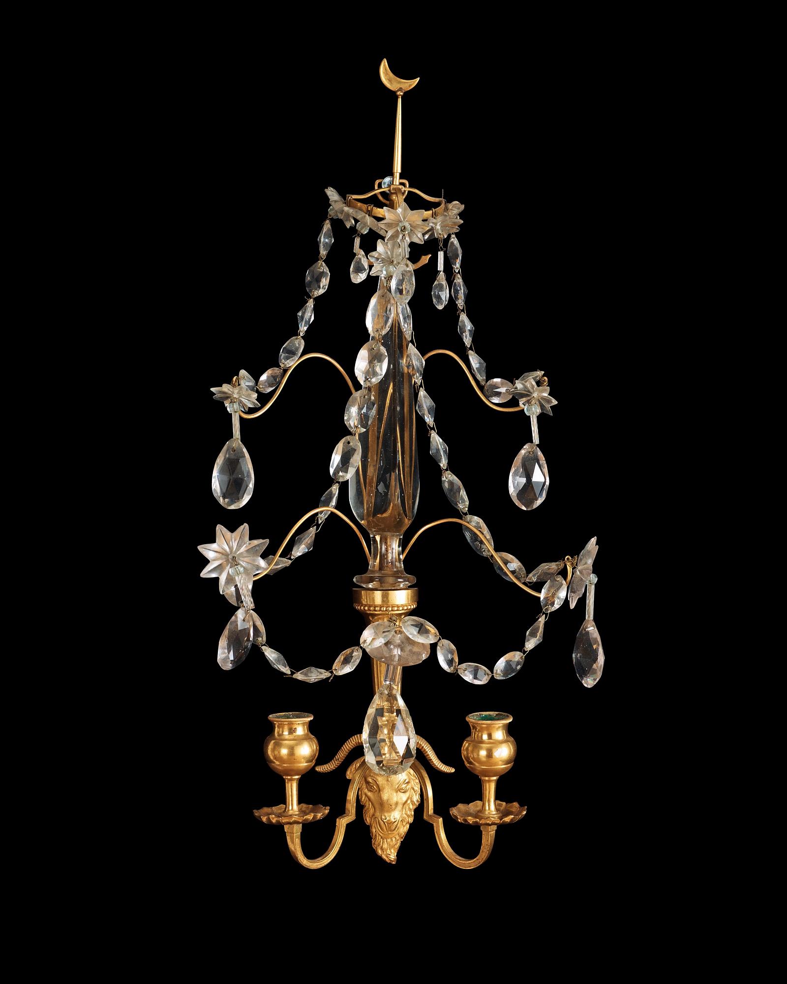 VÄGGLYSTRAR, för två ljus, ett par. Gustavianska.