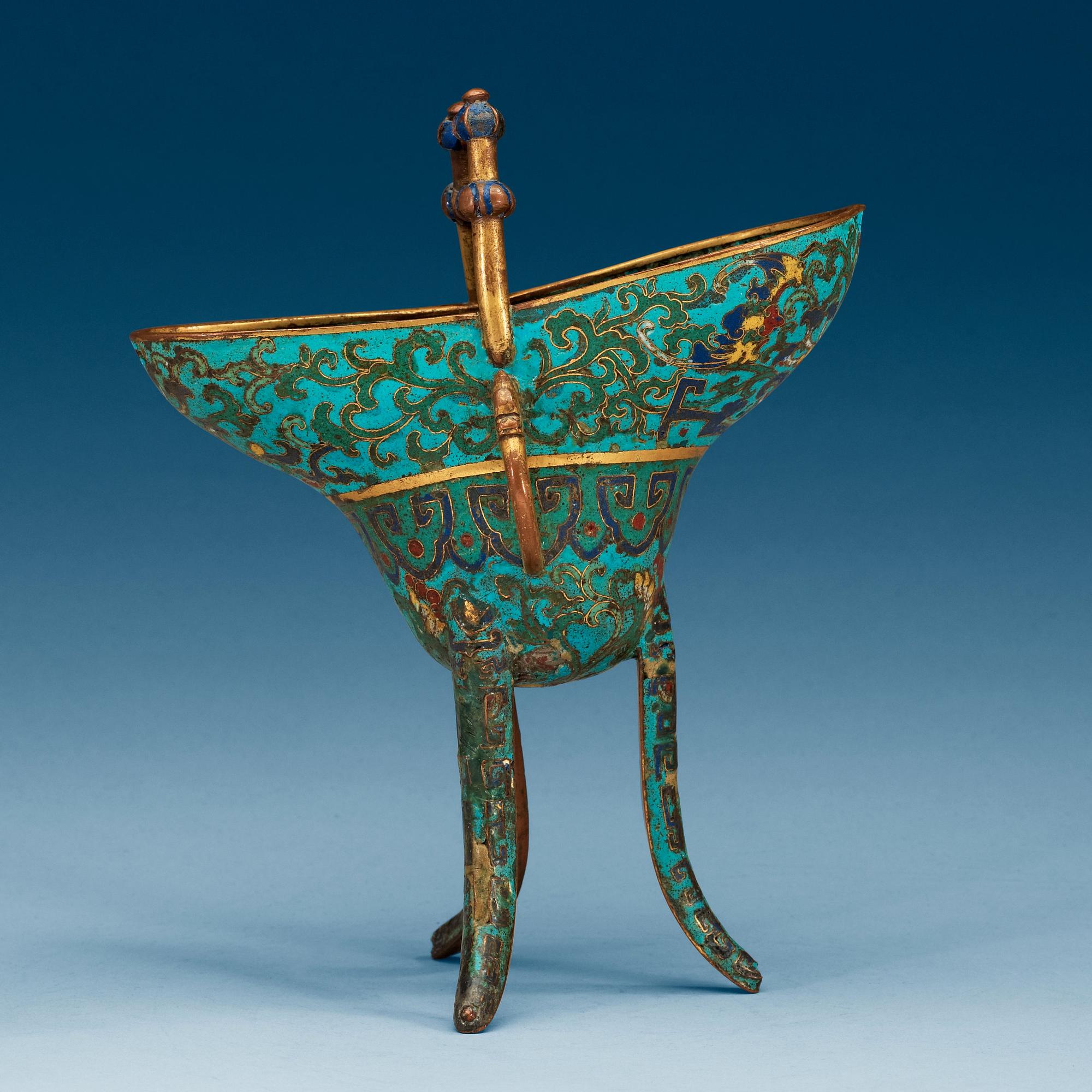 OFFERKÄRL, cloisonné. Qing dynastin (1644-1912).