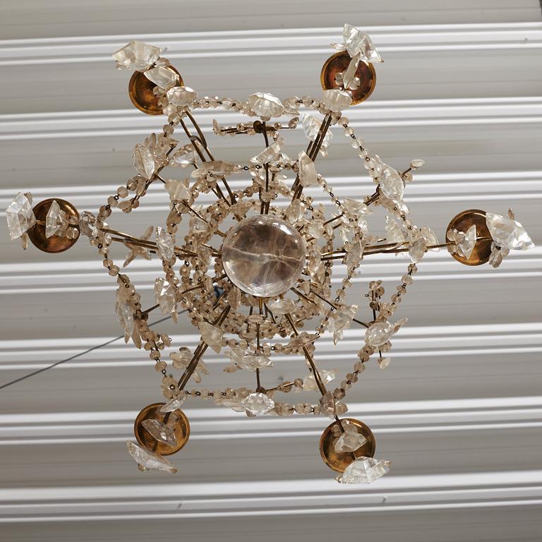 A Baroque-style late 19th century six-light chandelier.