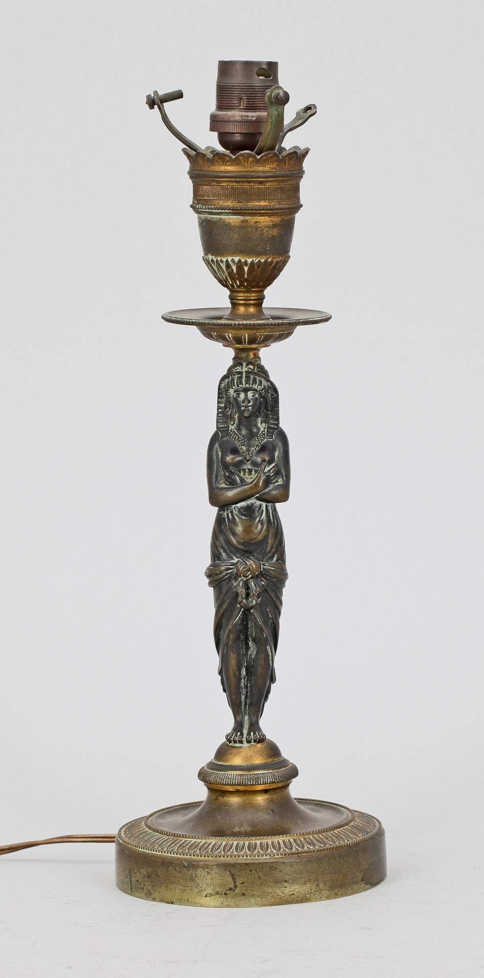 LAMPFOT, empirestil, mässing och brons, sent 1800-tal.