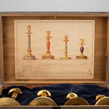 Carl Hjalmar Norrström, efter. Ljusstakar, 4 st, i låda, Skultuna , samtliga numrerade 224/300, 1997.