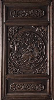 A set of six Chinese hardwood panels, Qing dynasty, 19th Century.