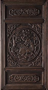 A set of six Chinese hardwood panels, Qing dynasty, 19th Century.