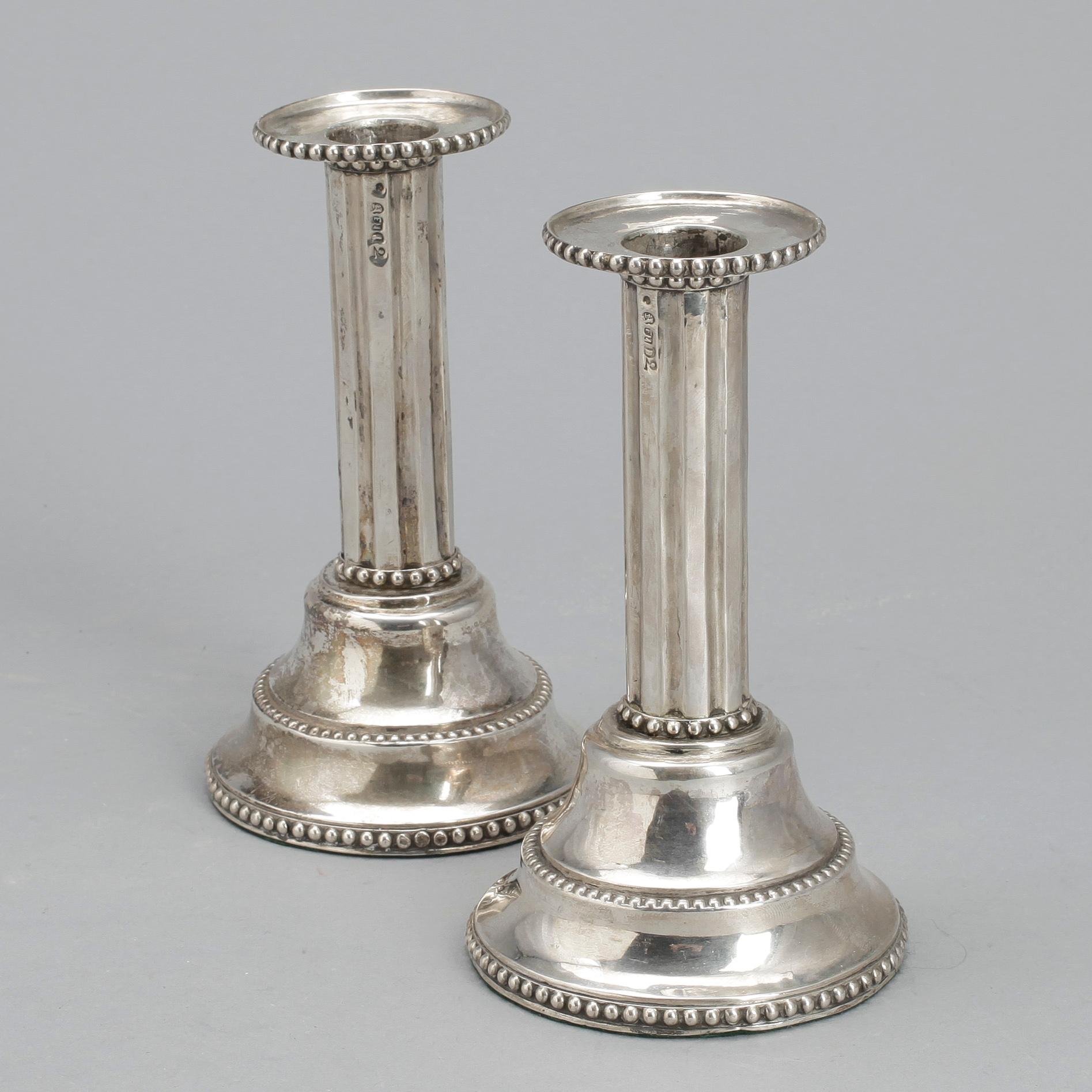 LJUSSTAKAR, ett par, silver, Erik Mörlander, Kalmar, 1786.
