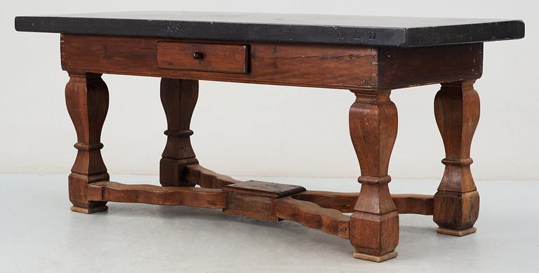 A Swedish stone top table dated 1858.