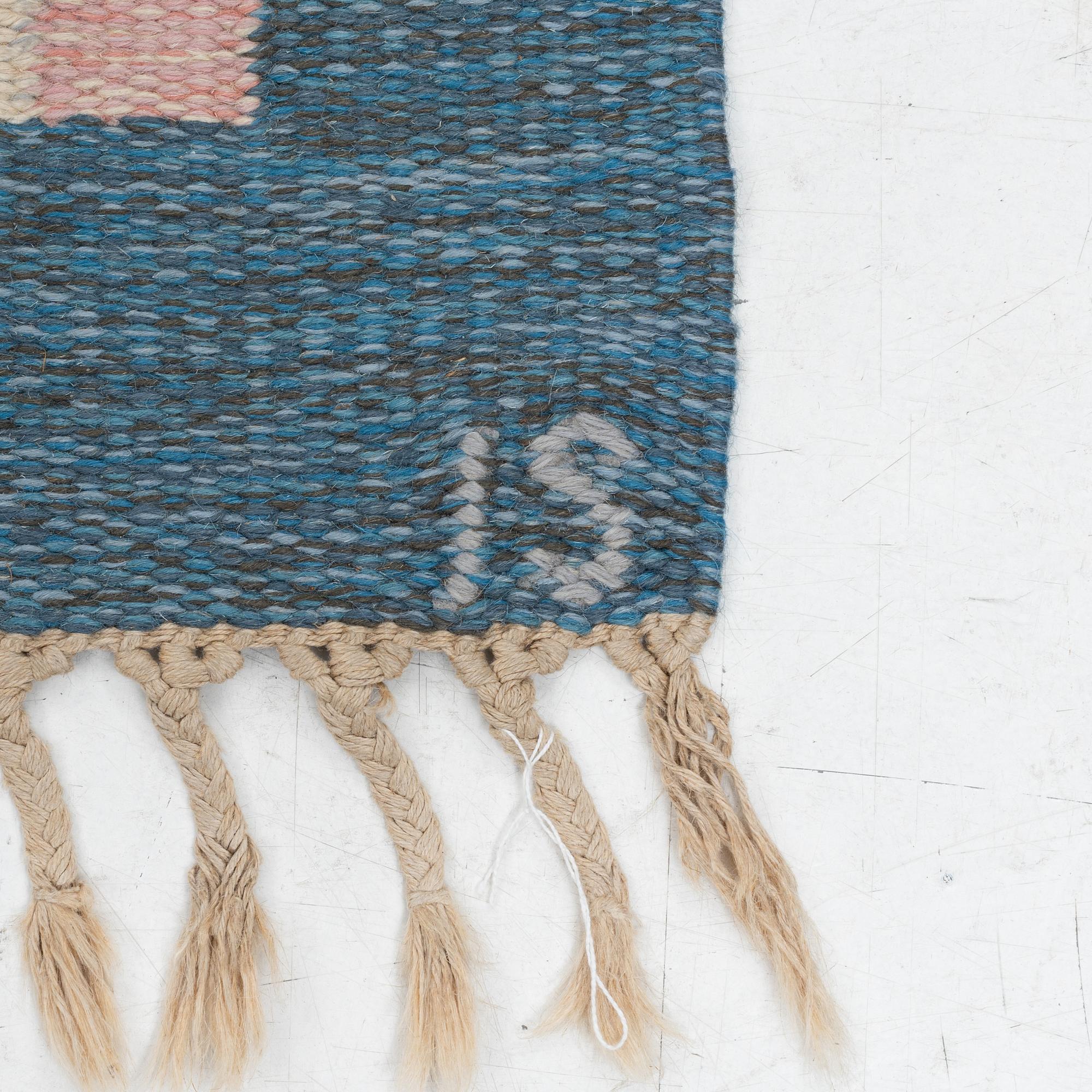 Ingegerd Silow, a carpet, 'Malmsjön' flat weave, c 238 x 166 cm, signed IS.