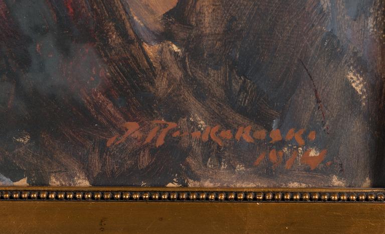 JALMARI RUOKOKOSKI, öljy levylle, signererattu ja päivätty 1914.