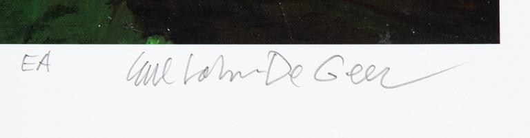 Carl Johan De Geer, lithograph in colours, signed EA.