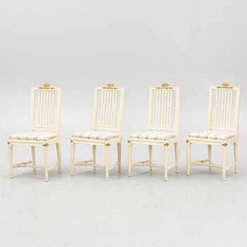 Chairs, 4 pcs, by Johan Hammarström (master in Stockholm 1794-1812), late Gustavian.