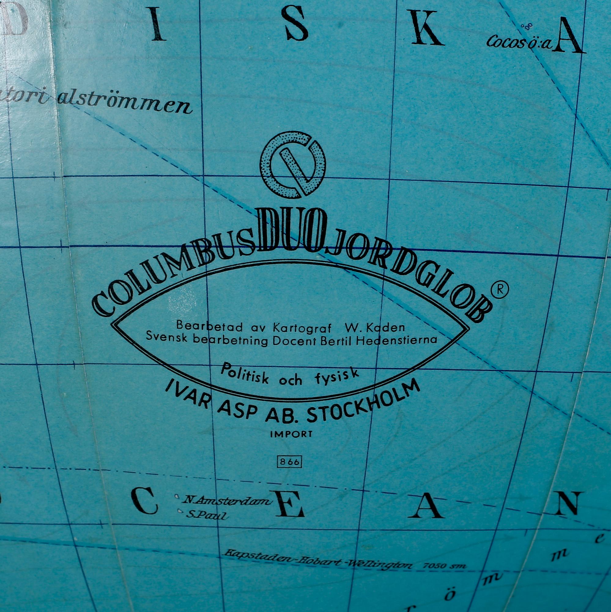 JORDGLOB, Columbus, 1900-talets tredje kvartal.