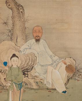 A hanging scroll, ink and color on silk, late Qing dynasty.