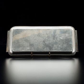 SOCKERSKÅL, GRÄDDSNÄCKA OCH BRICKA, silver, Norge, ca 1957. Vikt tot. 253 g.