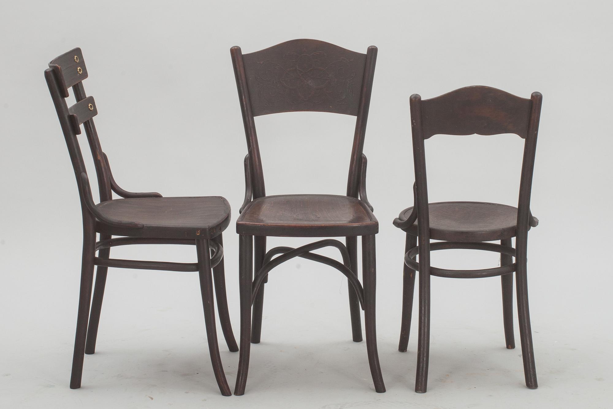 STOLAR, 3 st. Thonet och Kohn, 1900-talets första hälft.