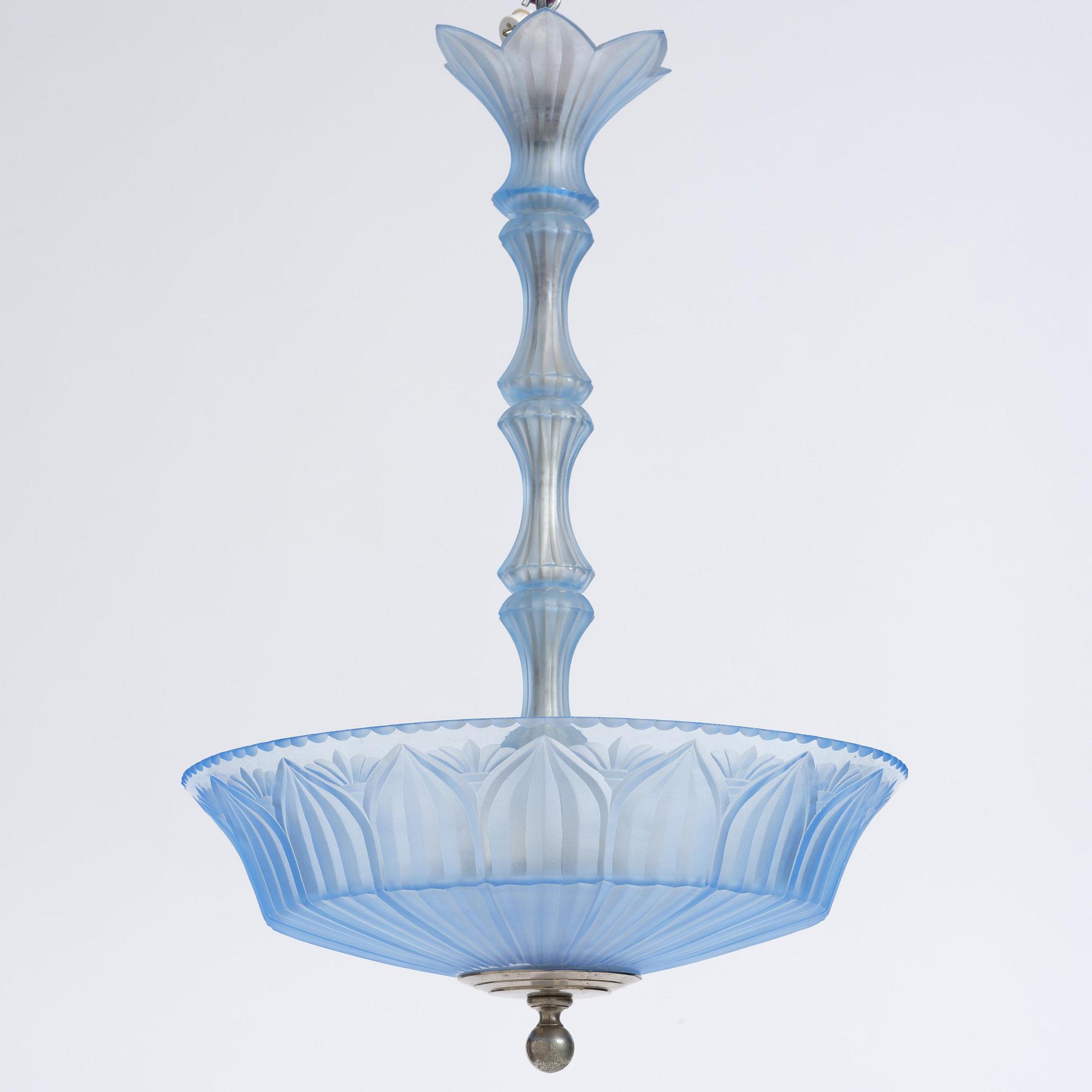 Simon Gate, & Erik Tidstrand, a ceiling lamp model "GD. 5"/"26268", Orrefors & Nordiska Kompaniet, 1920s.
