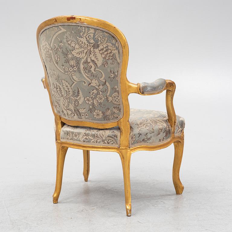 A rococo armchair, mid 18th Century.