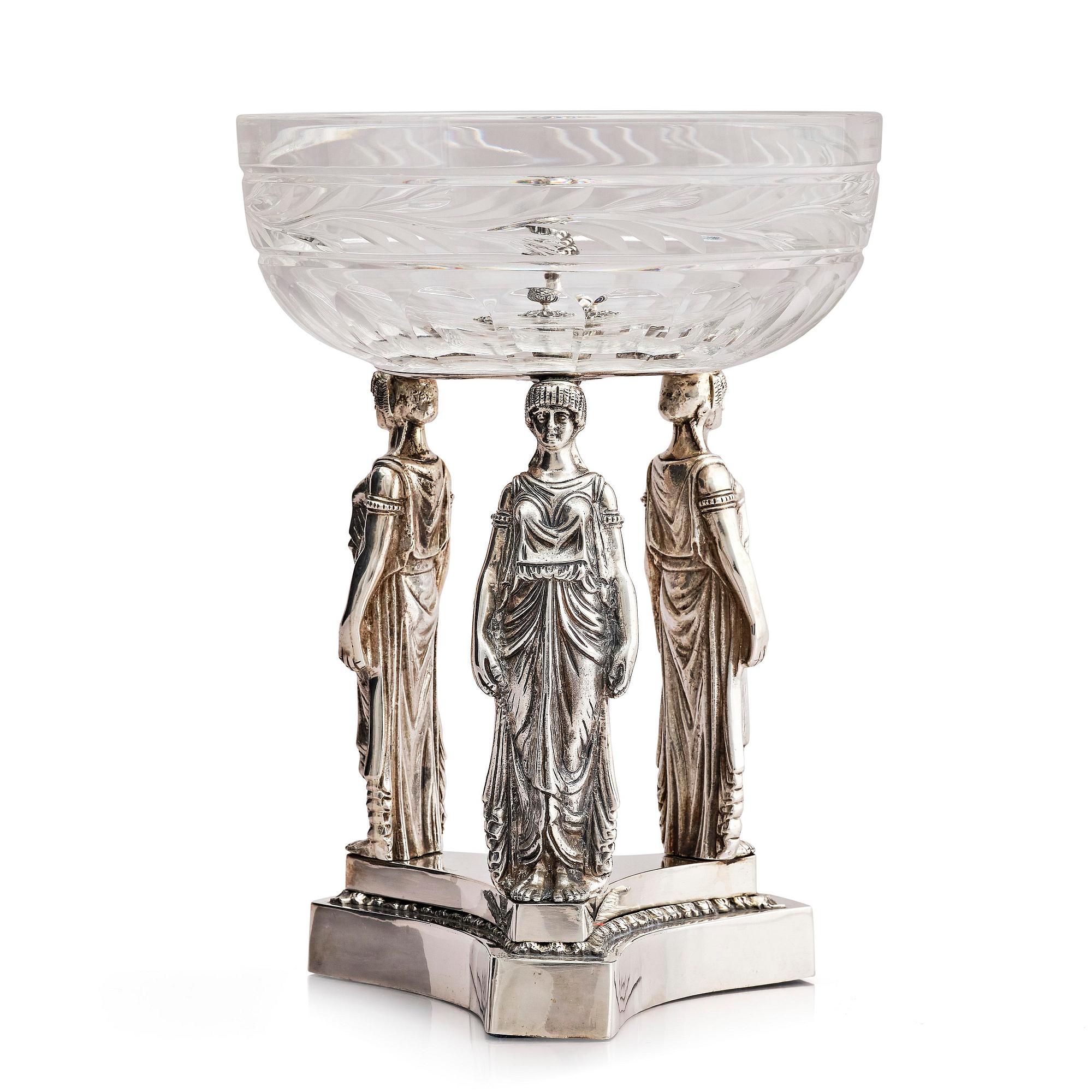 Lale Silverware & Co Ltd, uppsatsskål, sterling silver och glas, Istanbul, Turkiet, 1900-tal.