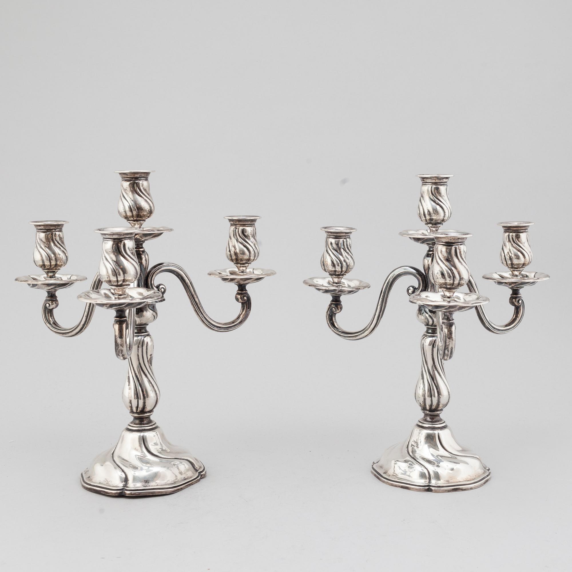 A PAIR OF SILVER CANDELABRA, first half of the 20th century.