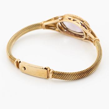 Bracelet, 14K gold with oval-cut amethyst.
