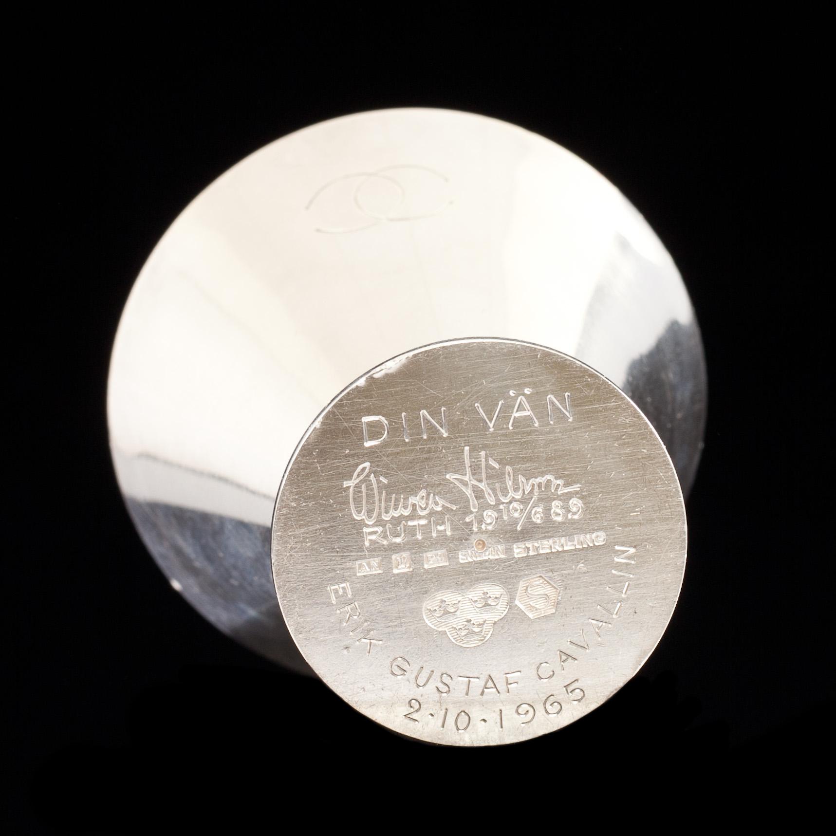 BÄGARE, sterlingsilver, Wiwen Nilsson, Lund, 1965. Vikt ca 80 g.