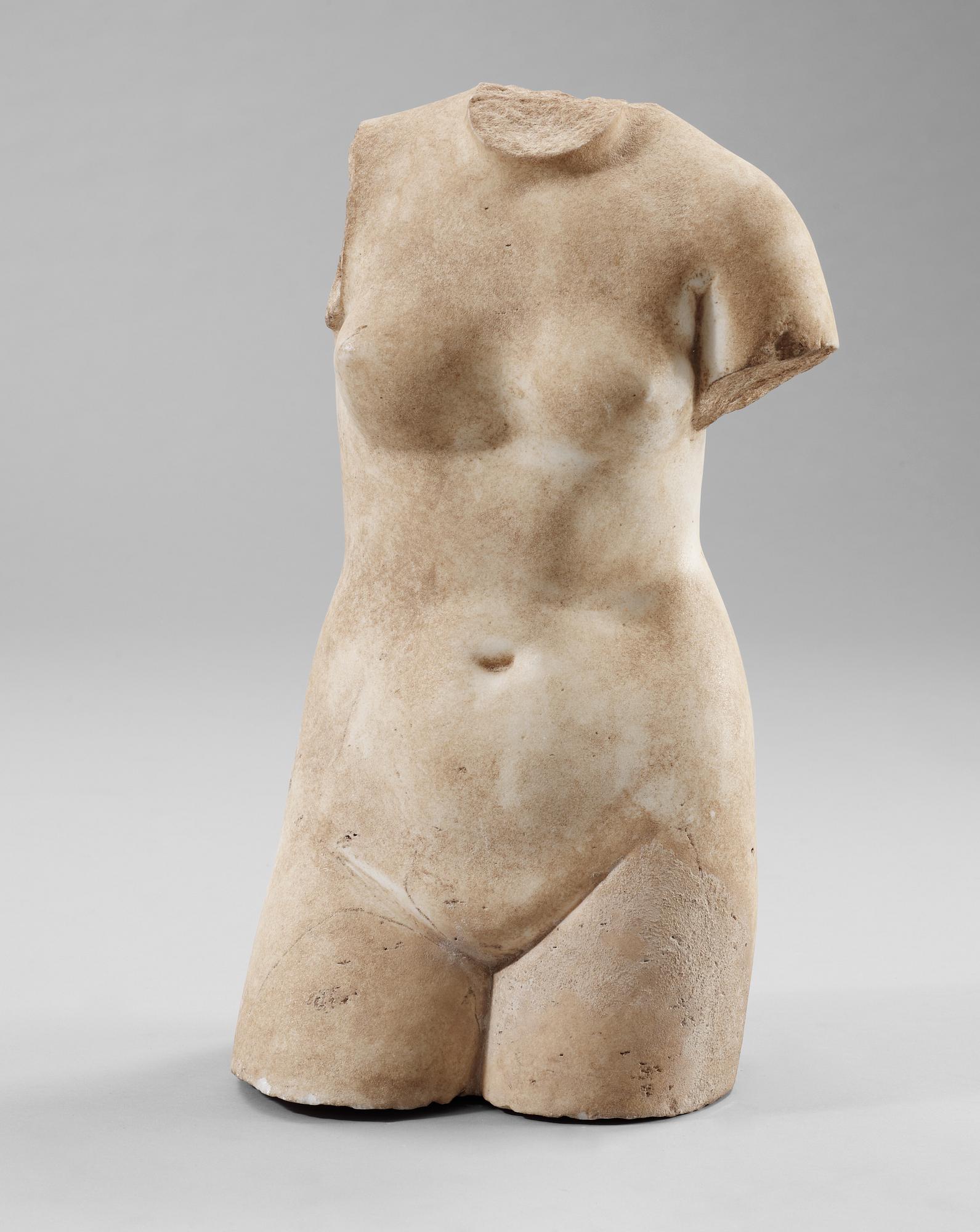 A torso, after the Antique, representing Aphrodite Anadyomene. Probably 19/20th Century.