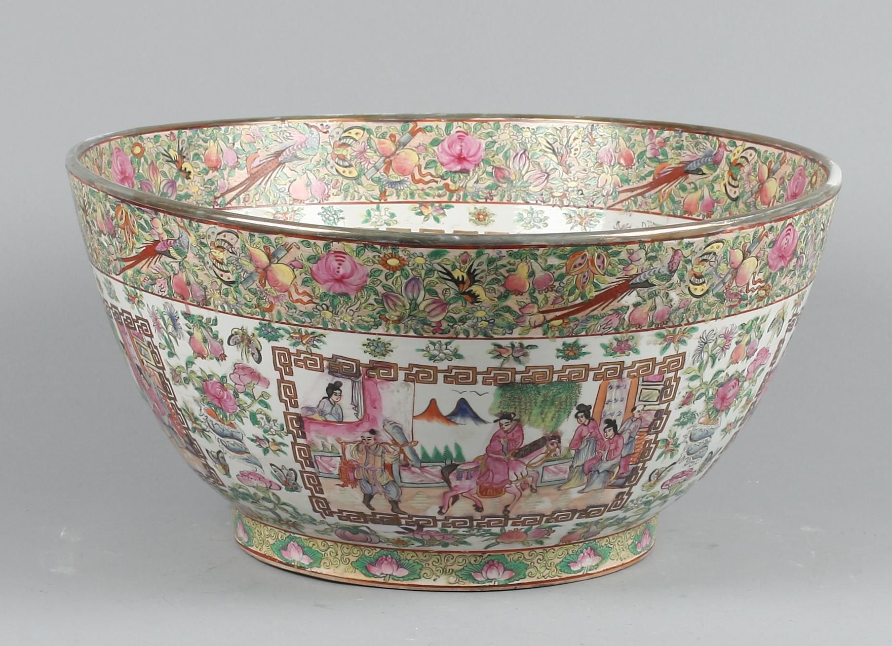 PUNCHSKÅL, porslin, Kanton, Kina, 1900-tal.