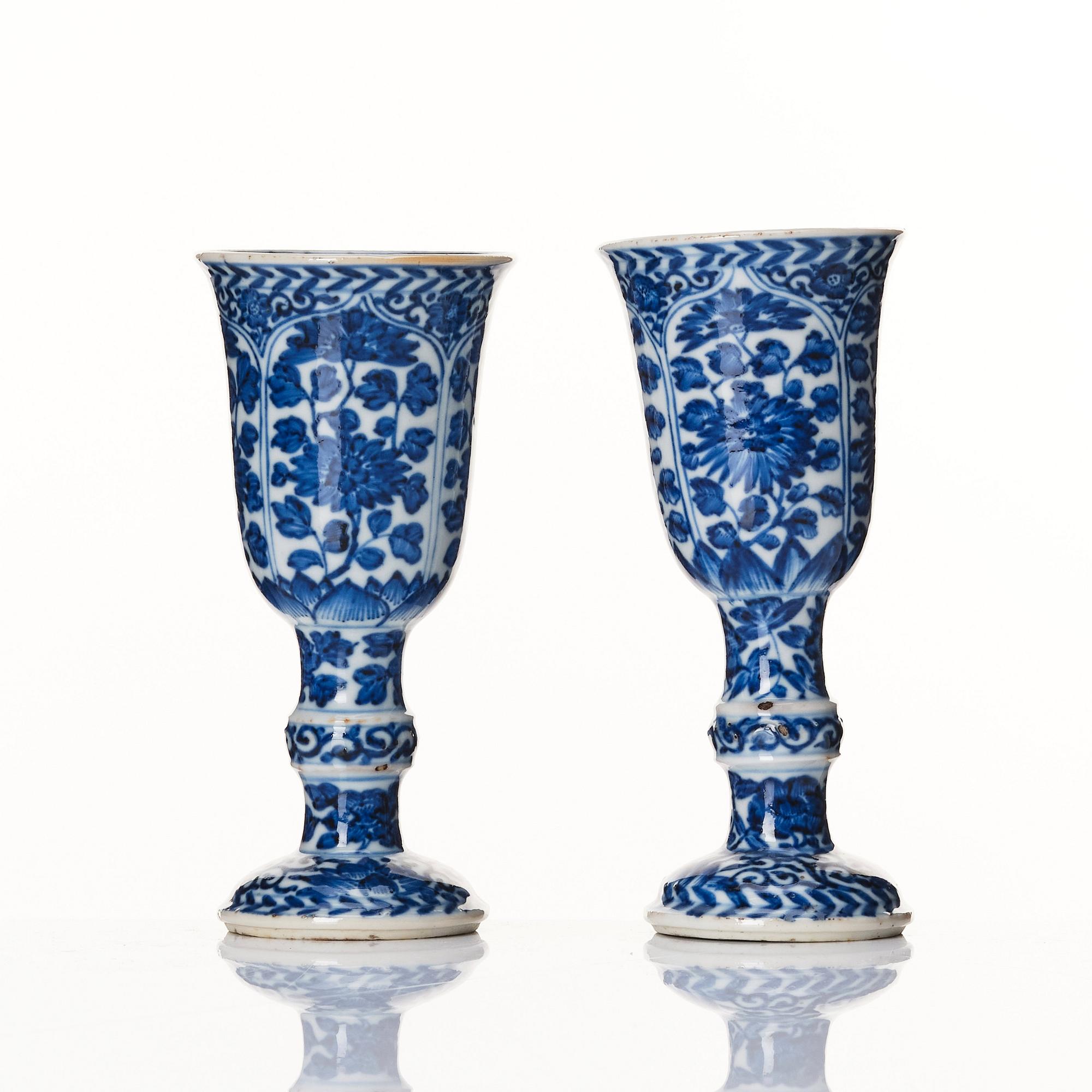 Bägare, ett par, porslin. Qingdynastin, Kangxi (1662-1722).