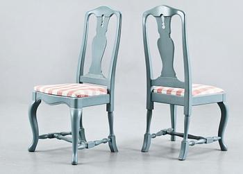 MATSALSGRUPP, 7 delar,  Rokokostil, K A Roos möbler och Inredningar AB, Kulla Gunnarstorp.  Sekelskifte 1900/2000.