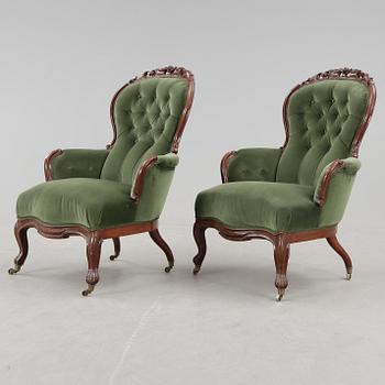 FÅTÖLJER, ett par, Nyrokoko, 1800-talets slut.