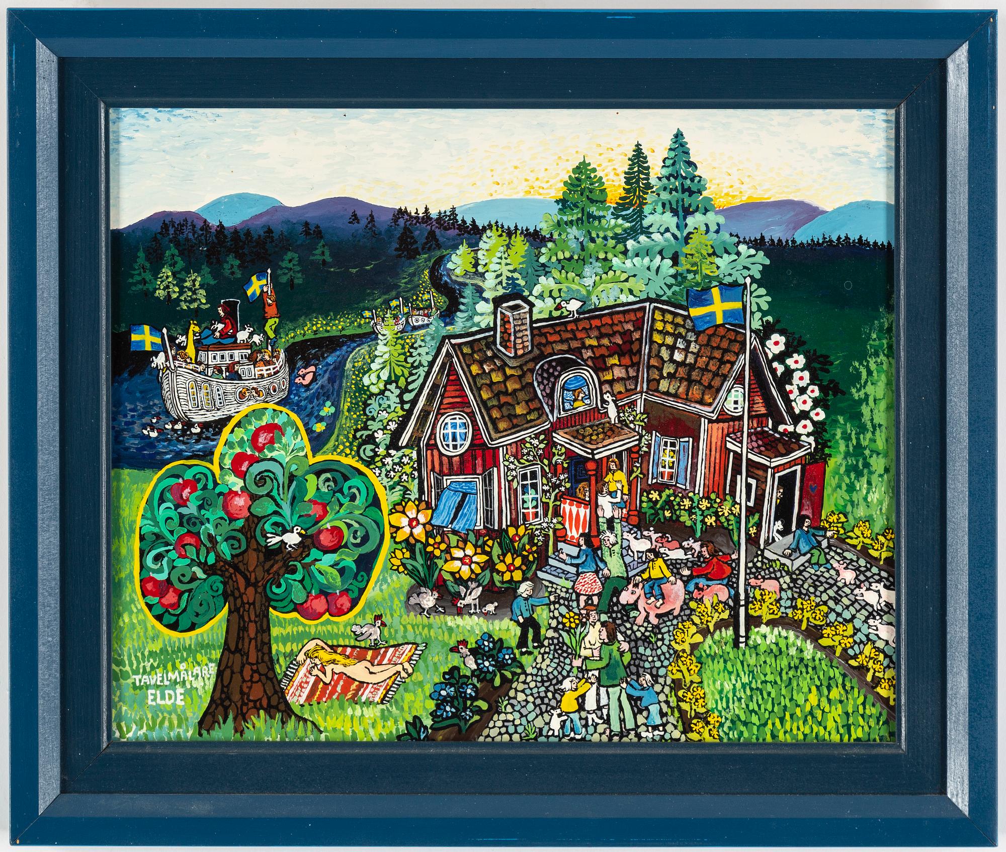 BENGT ELDE, elamel paint on board, signed Tavelmålare Elde.