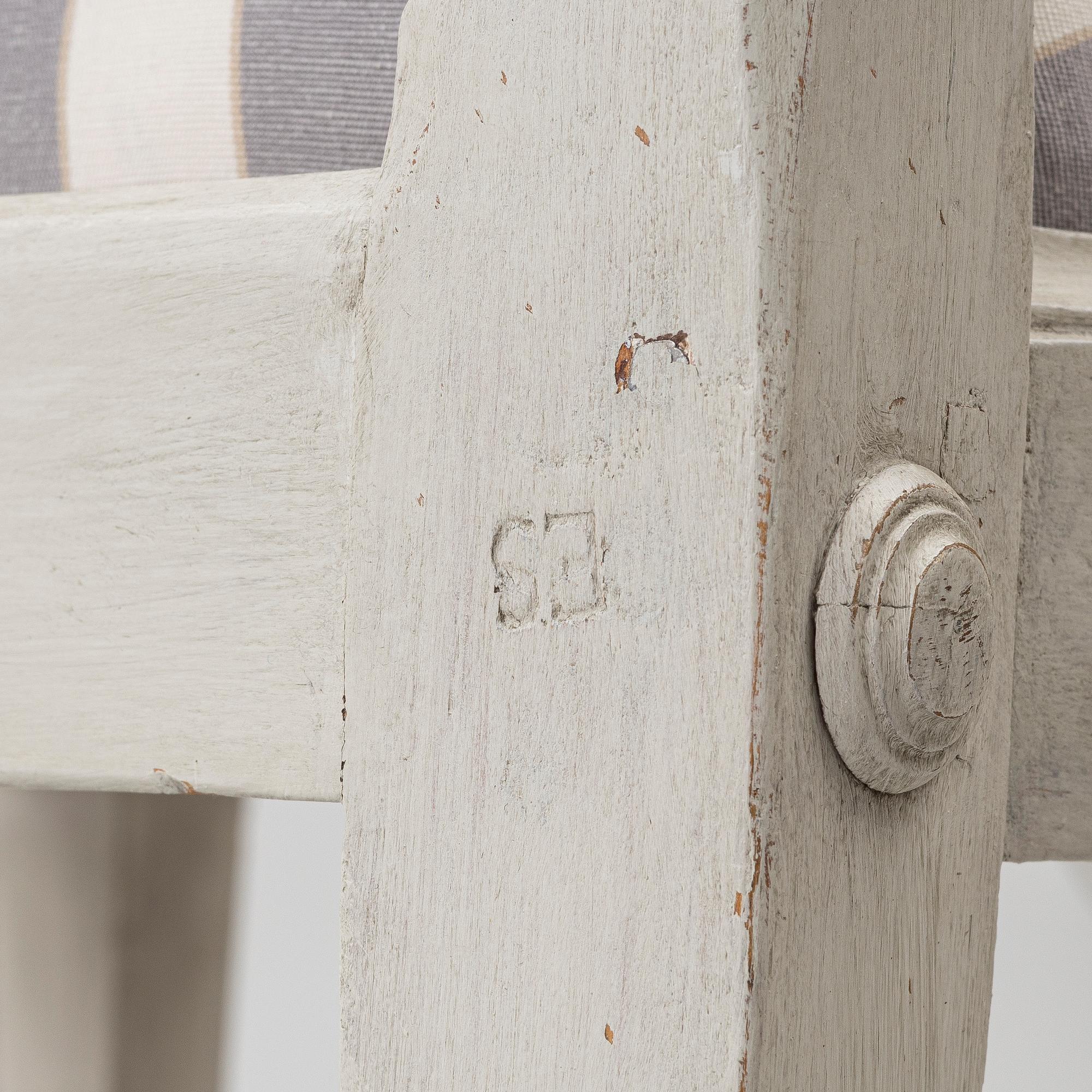 Three late Gustavian chairs, circa 1800. And one chair, late Gustavian style, 20th century.