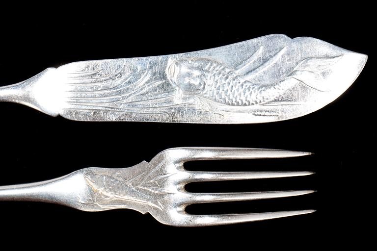 FISKBESTICK, 12+12 delar, nysilver.