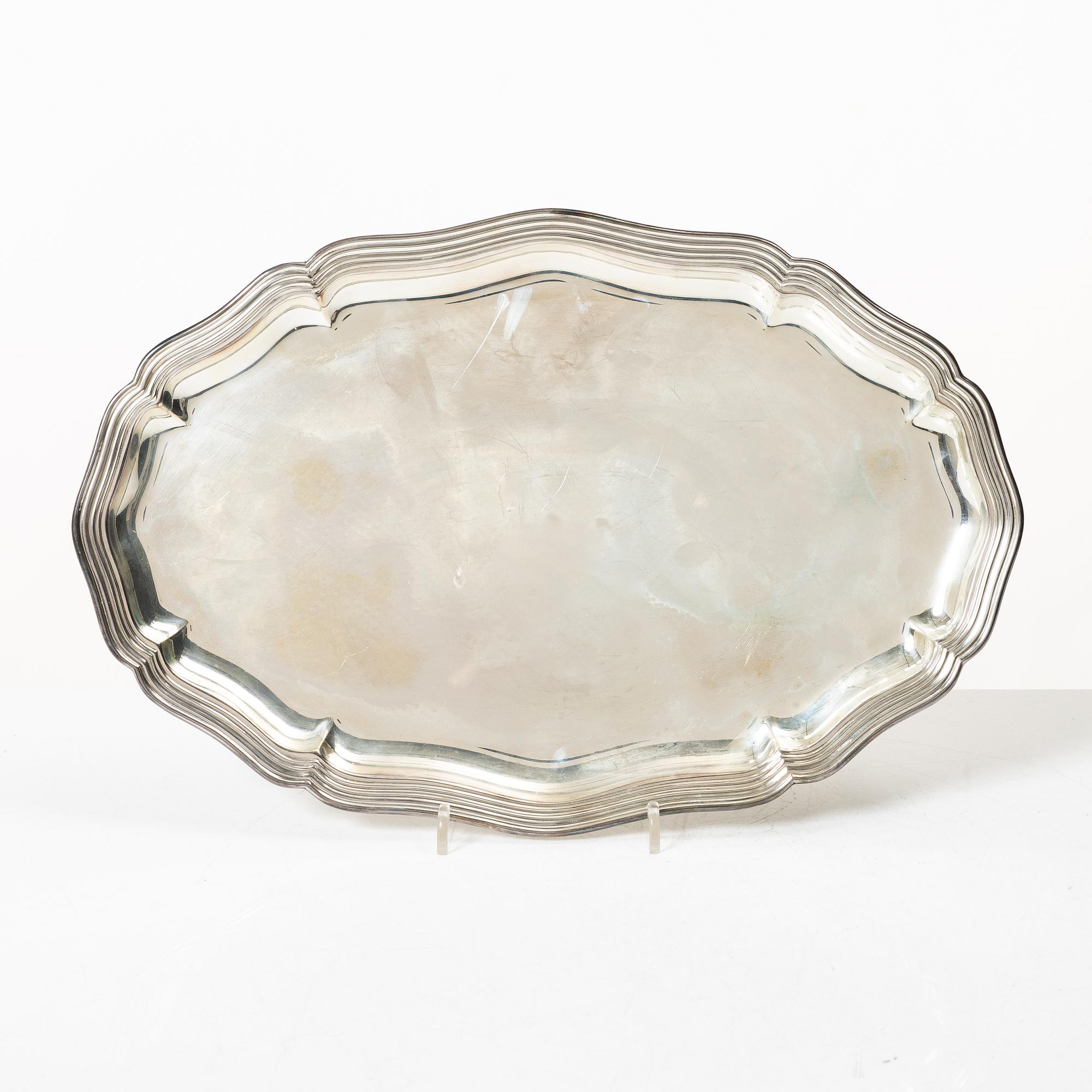 A Rococo style silver tray by C.G. Hallberg, 1939.