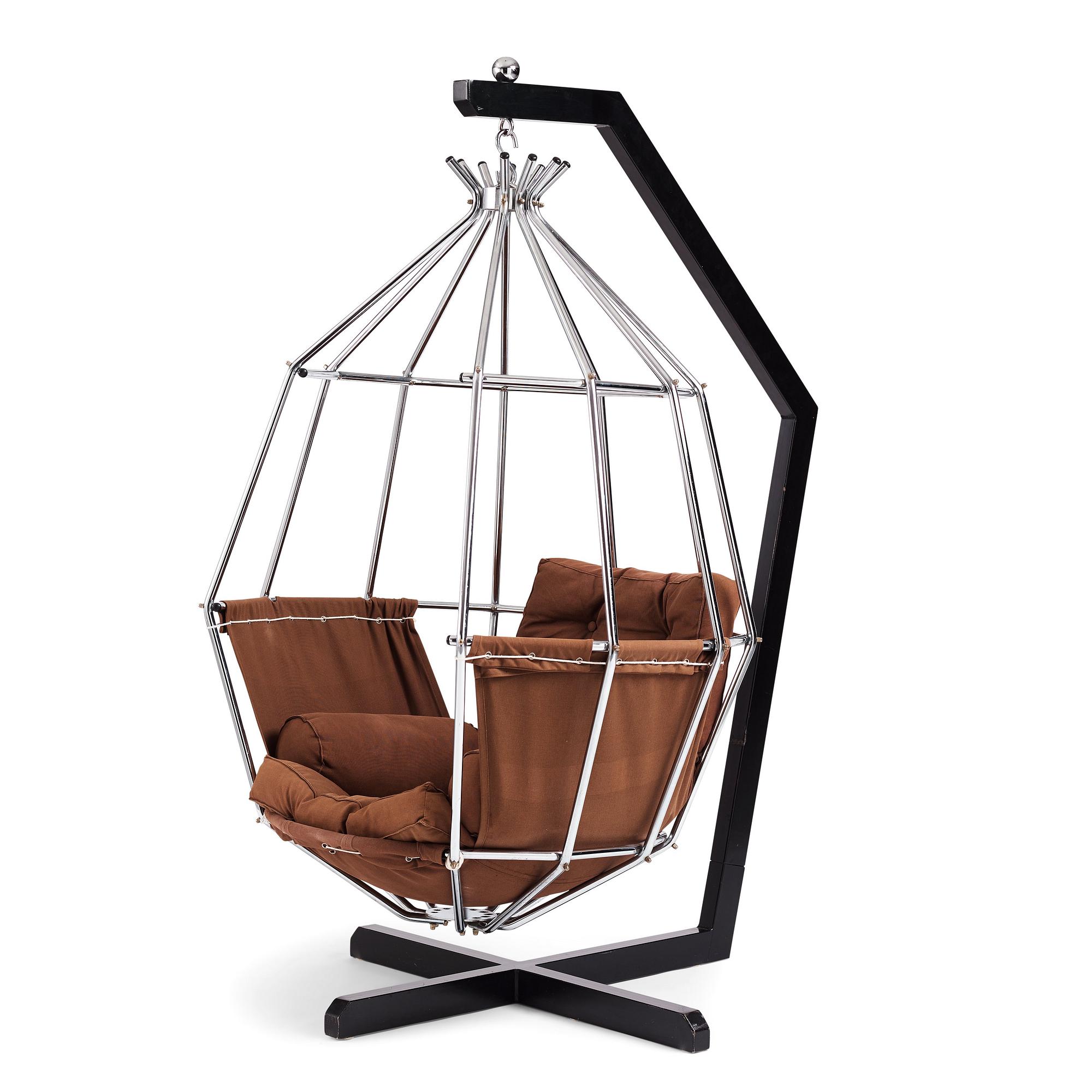Ib Arberg, a hanging chair, 'Gojan', ABRA Möbler, Sweden 1970s.