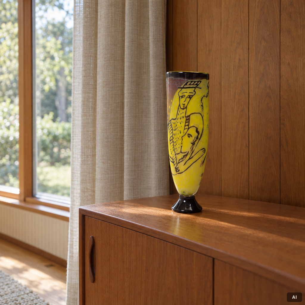 Ulrica Hydman-Vallien, a unique graal glass vase, Kosta Boda.