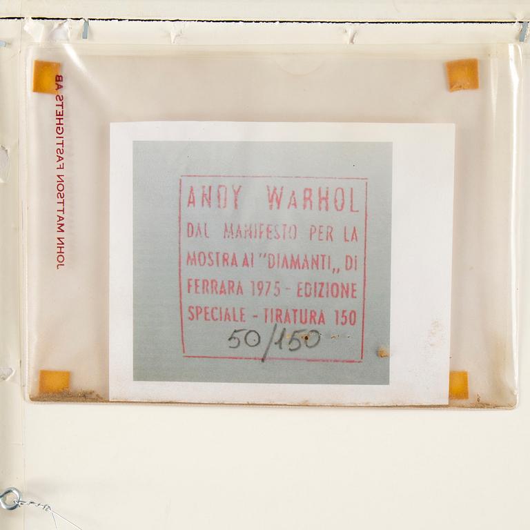 ANDY WARHOL, screenprint, 1975,signed in pencil 50/150 on verso.