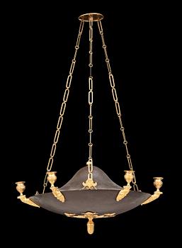 1438. A Swedish Empire 19th century six-light hanging lamp.