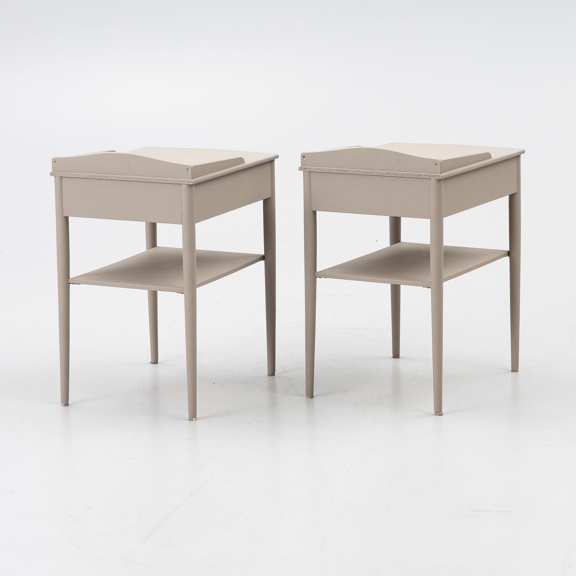 Sängbord ett par, Erik Andersson snickerifabrik, Rottne. 1900-talets slut,