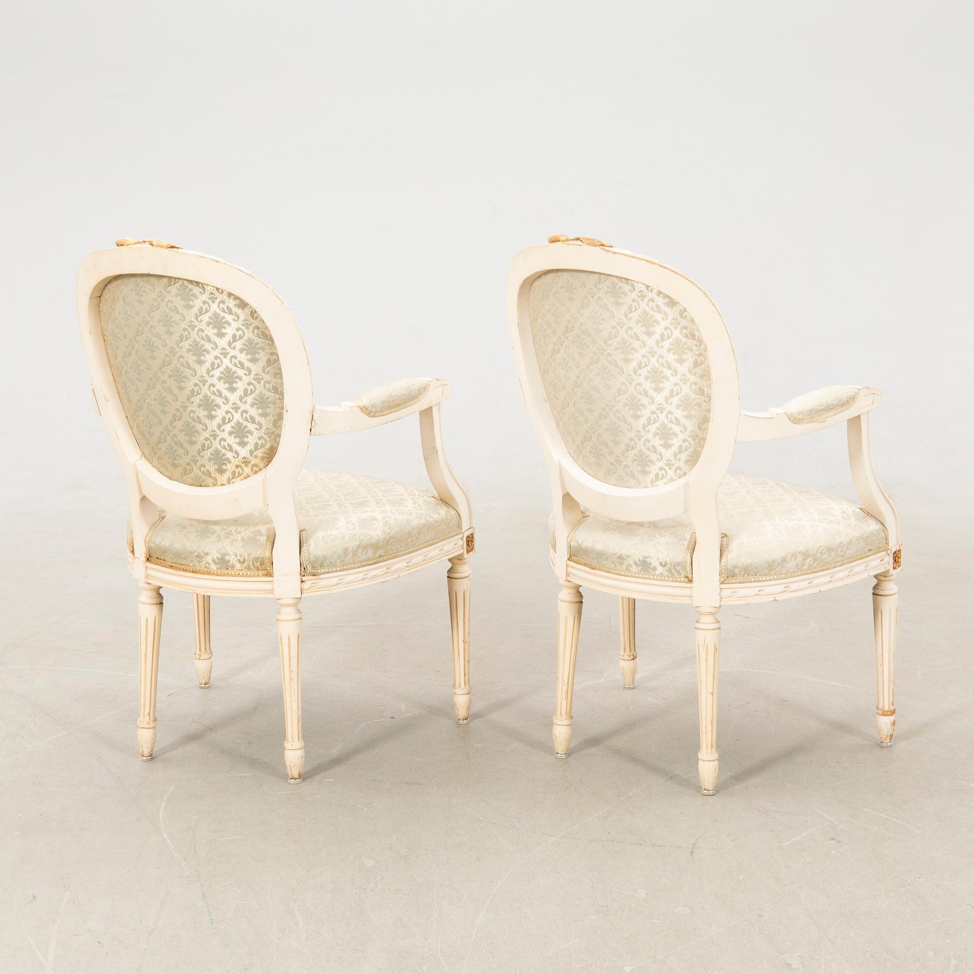 Sofa group in the Gustavian style, mid/second half of the 20th century.