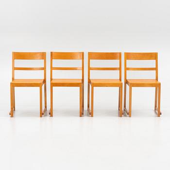 Four "Orkesterstolen" chairs, mid 20th century.