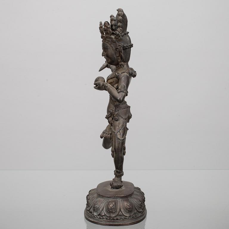 SKULPTUR, patinerad mässing, Tibet 1900-talets senare hälft.