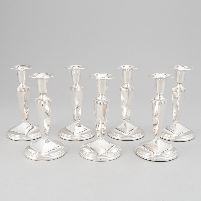 Seven silver candlesticks, GAB, Stockholm, 1957-66.
