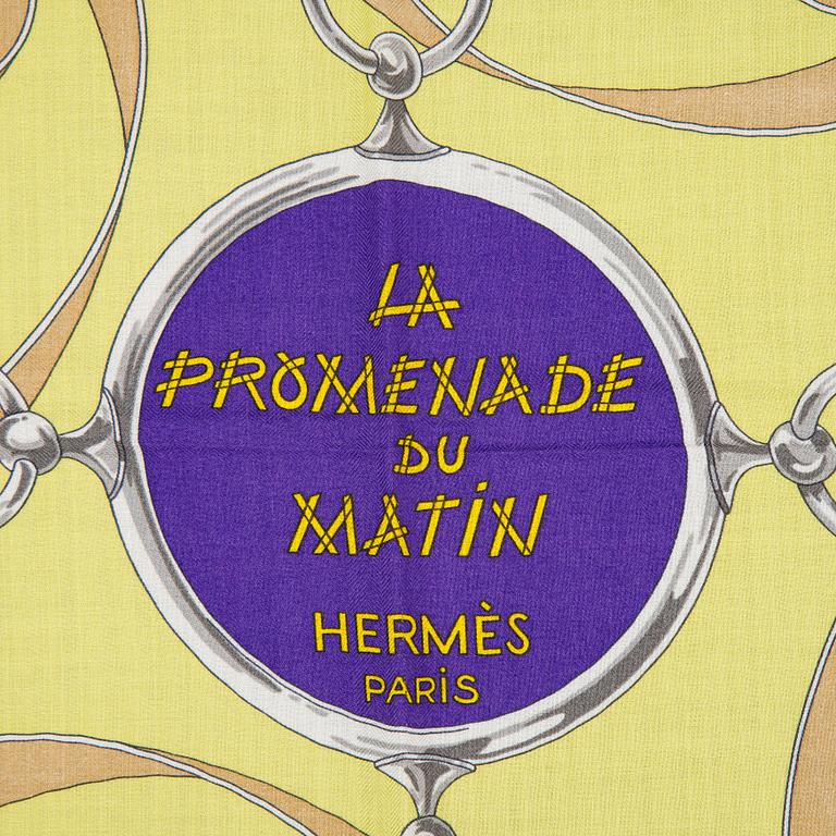 Hermès, a cachmere and silk 'La Promenade du Matin' scarf.